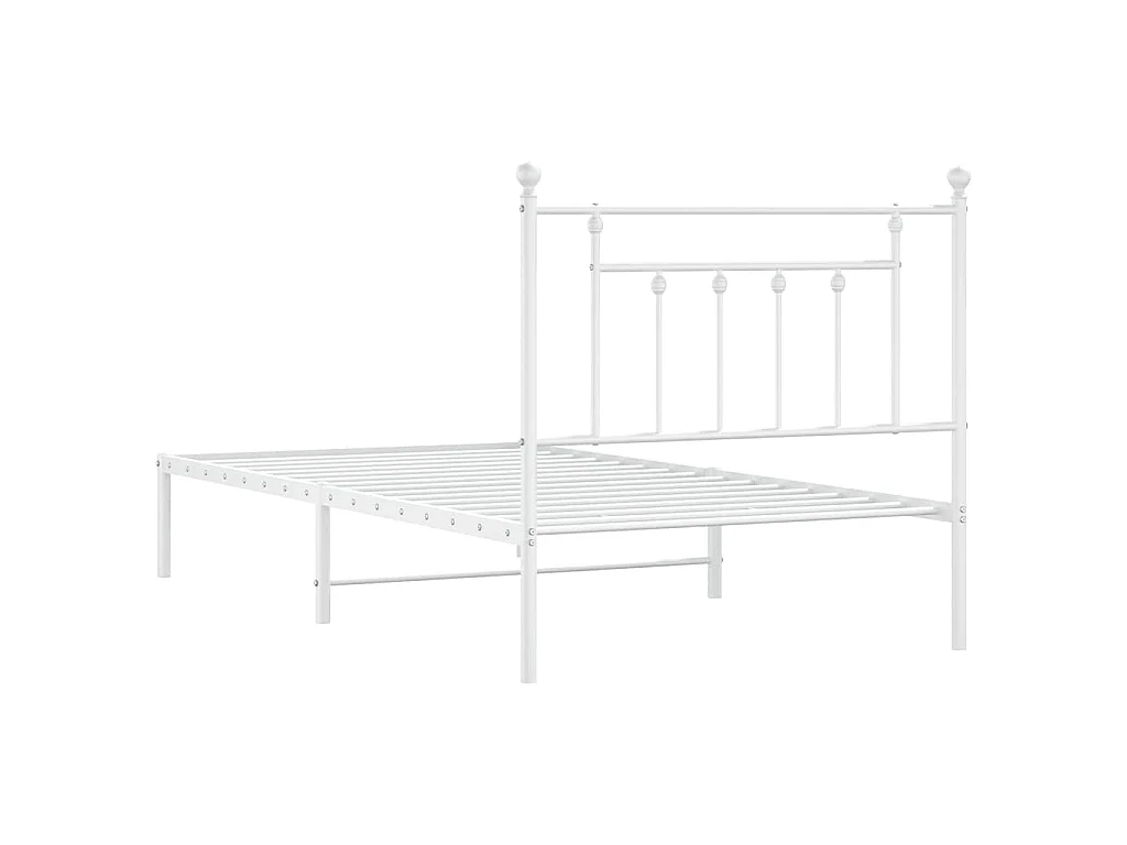 Estructura cama sin colchón con cabecero metal blanco 100x190cm