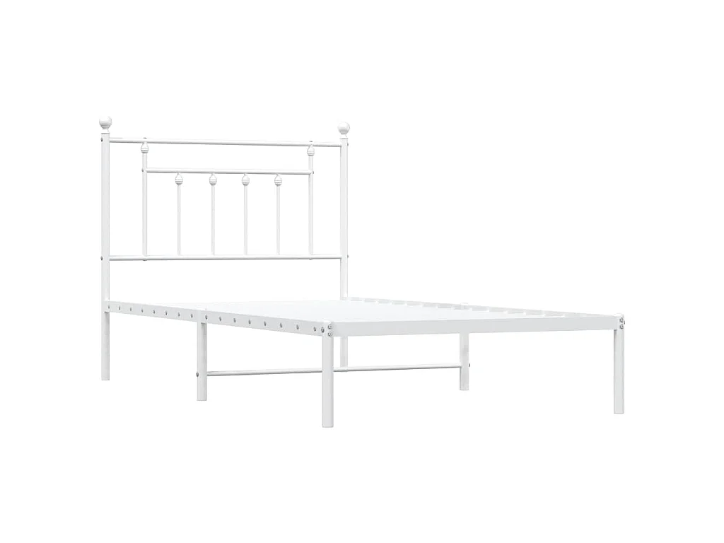 Estructura cama sin colchón con cabecero metal blanco 100x190cm