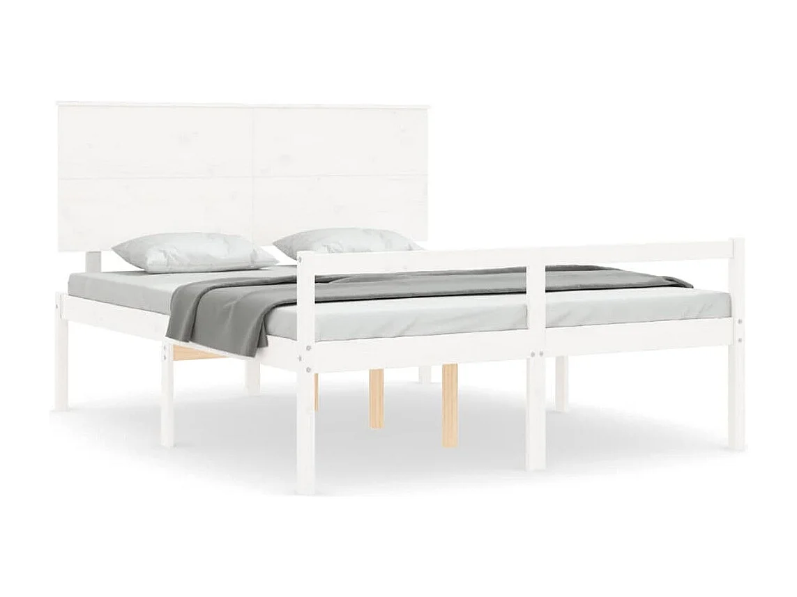 Letto per Anziani con Testiera Bianco King Legno Massello