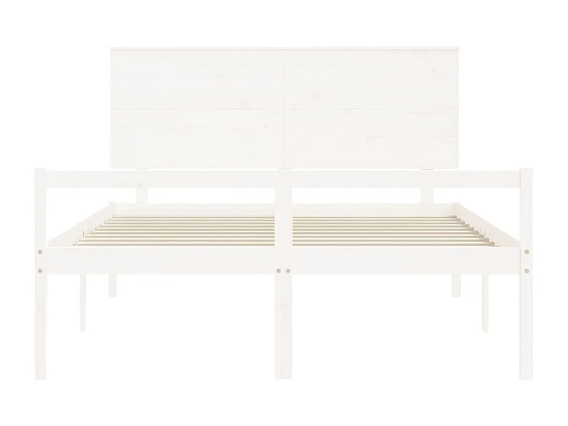 Letto per Anziani con Testiera Bianco King Legno Massello