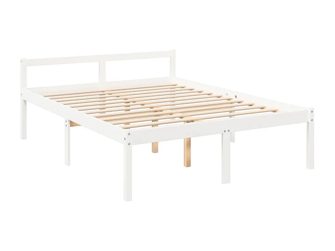 Letto per Anziani con Testiera Bianco King Legno Massello