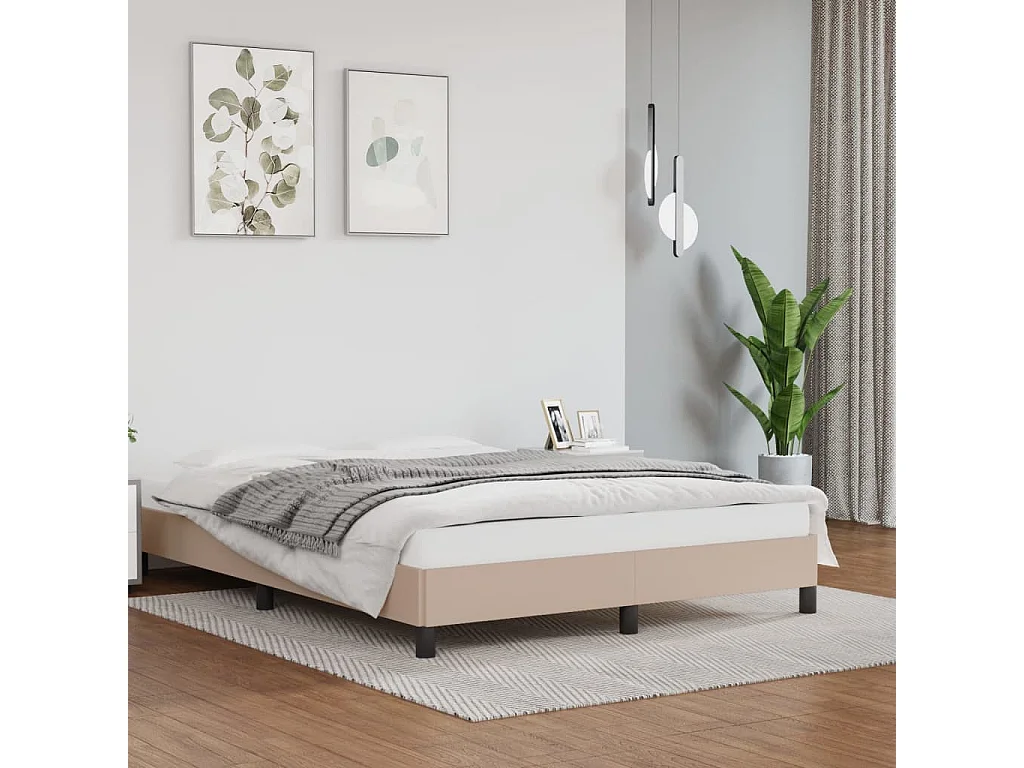 Bettgestell Cappuccino-Braun 140x190 cm Kunstleder