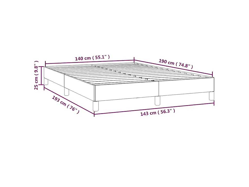 Cadre de lit sans matelas cappuccino 140x190 cm similicuir