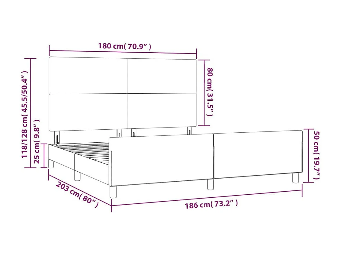 Estrutura de cama c/ cabeceira 180x200 cm veludo preto