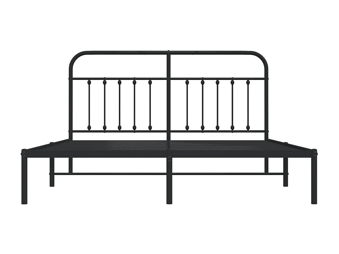 Cadre de lit métal sans matelas et tête de lit noir 180x200 cm