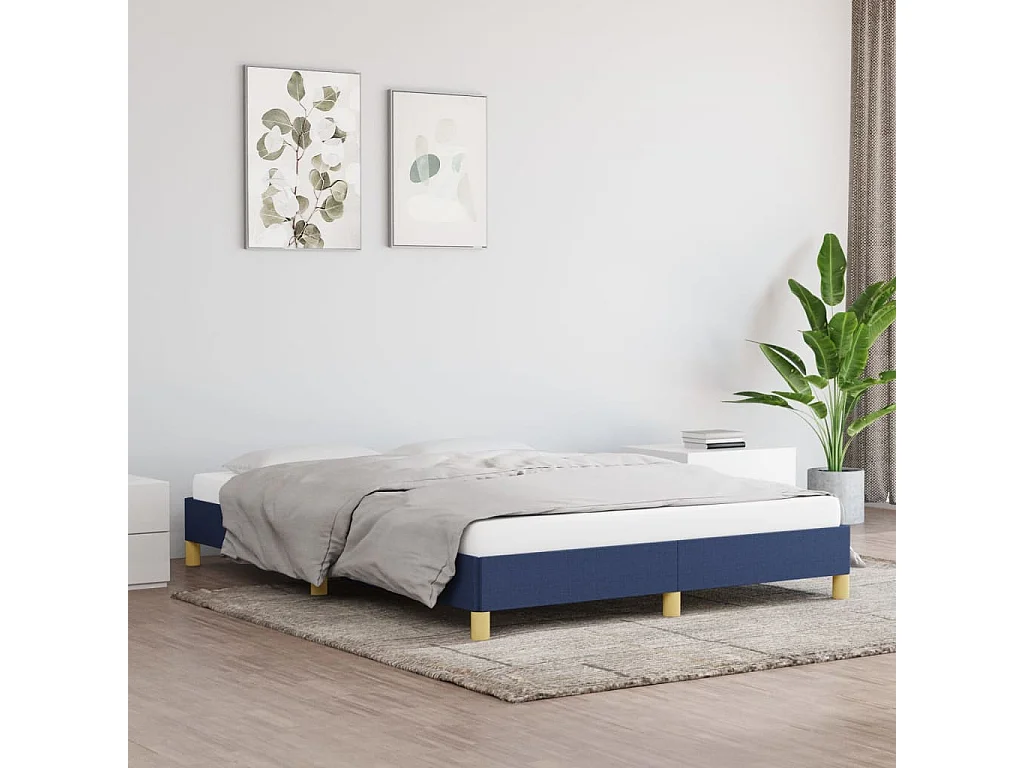 Cadre de lit sans matelas bleu 140x190 cm tissu