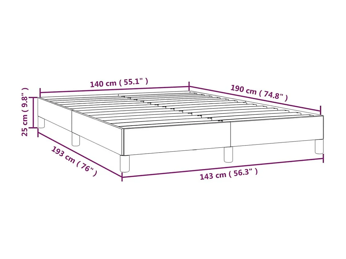 Cadre de lit sans matelas bleu 140x190 cm tissu
