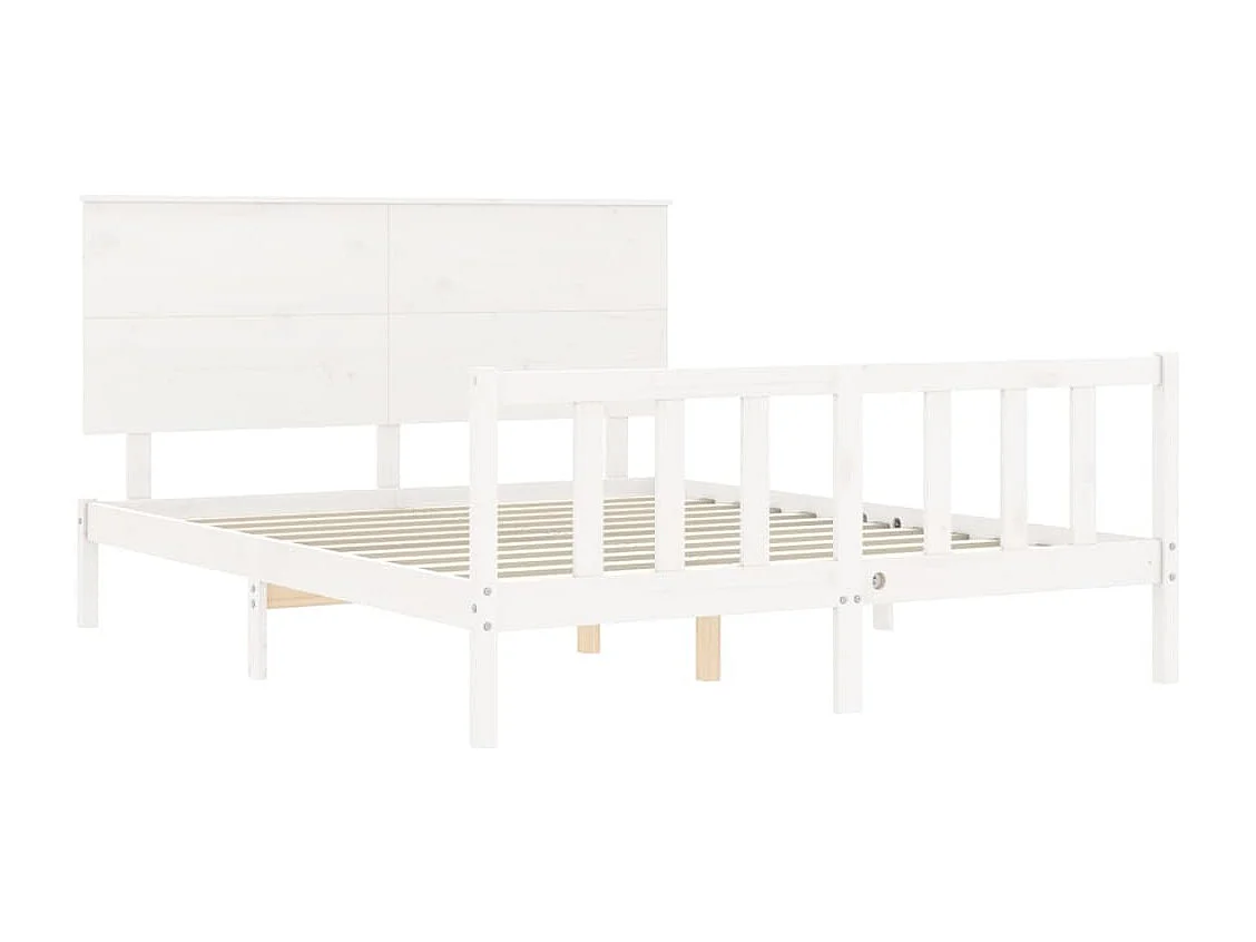 Cadre de lit sans matelas blanc bois de pin massif