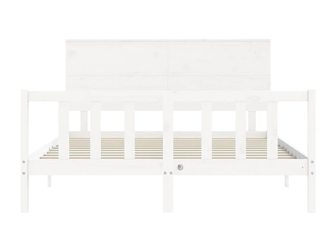 Cadre de lit sans matelas blanc bois de pin massif