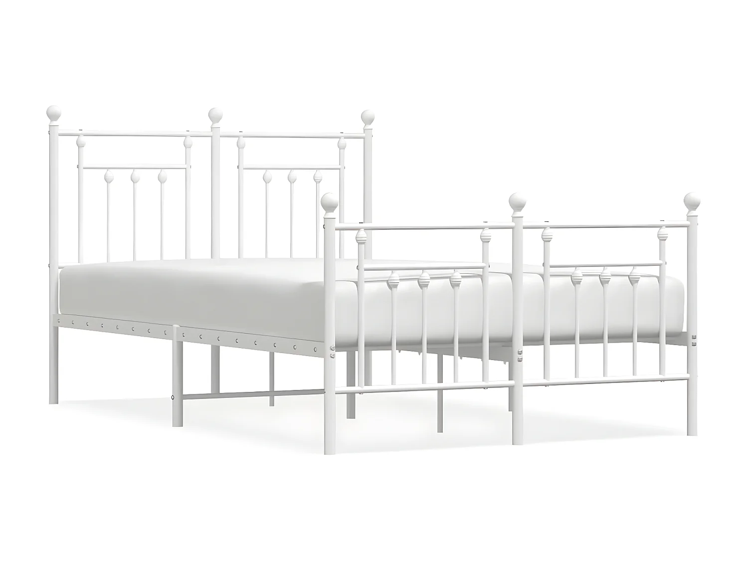 Estrutura de cama com cabeceira e pés 135x190 cm metal branco
