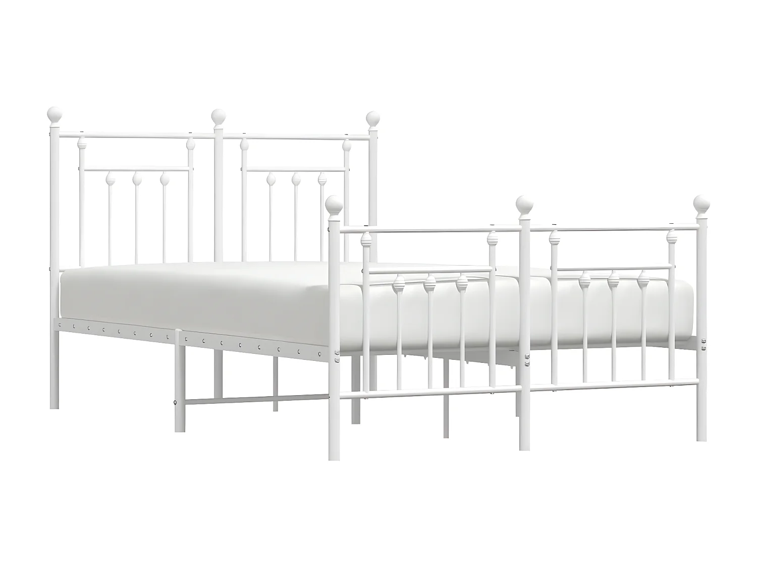Estrutura de cama com cabeceira e pés 135x190 cm metal branco