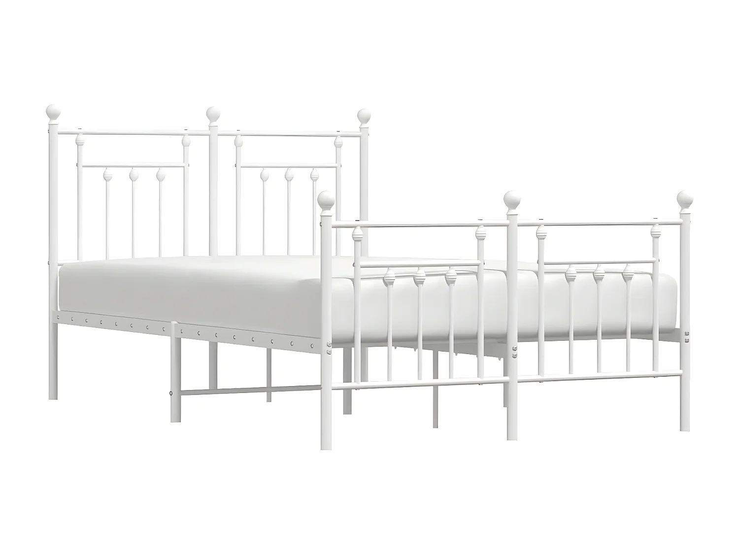 Estrutura de cama com cabeceira e pés 135x190 cm metal branco
