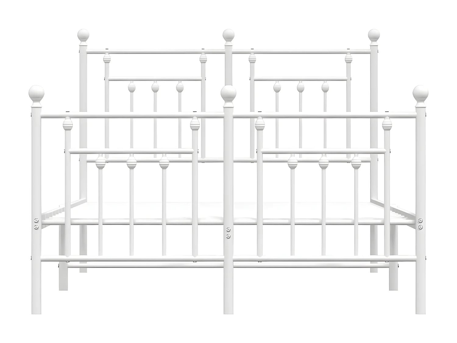 Estrutura de cama com cabeceira e pés 135x190 cm metal branco