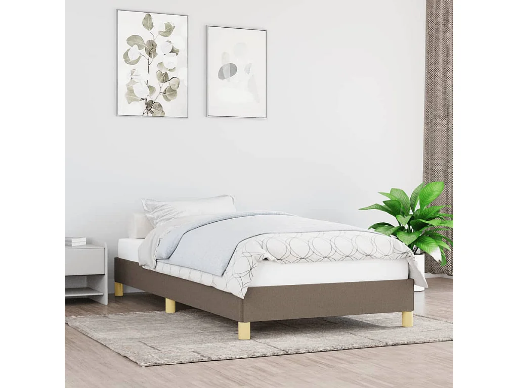 Cadre de lit sans matelas taupe 90x190 cm tissu