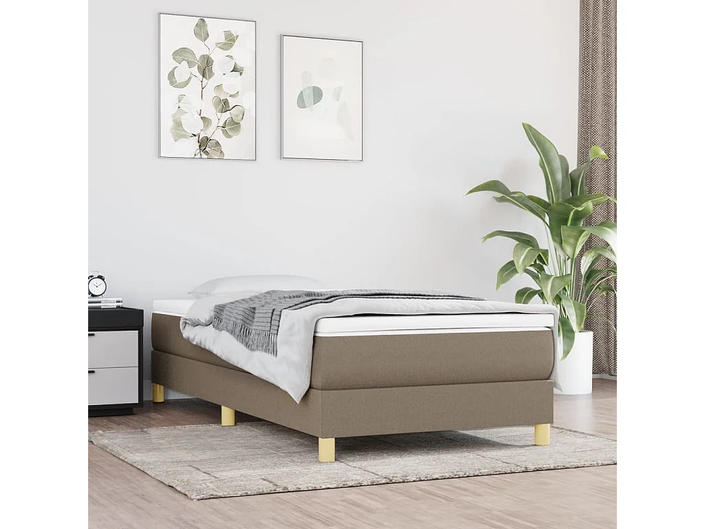 Cadre de lit à lattes taupe 90x190 cm tissu