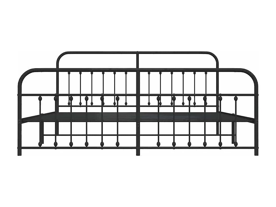 Cadre de lit métal sans matelas avec pied de lit noir 200x200cm
