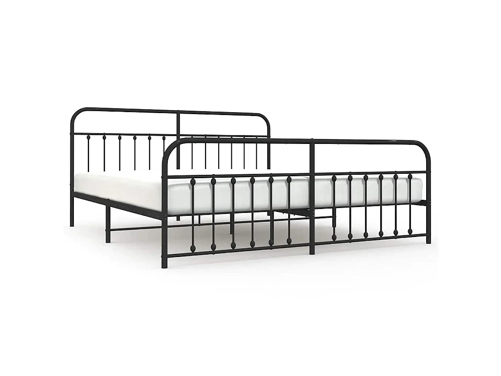 Cadre de lit métal sans matelas avec pied de lit noir 200x200cm