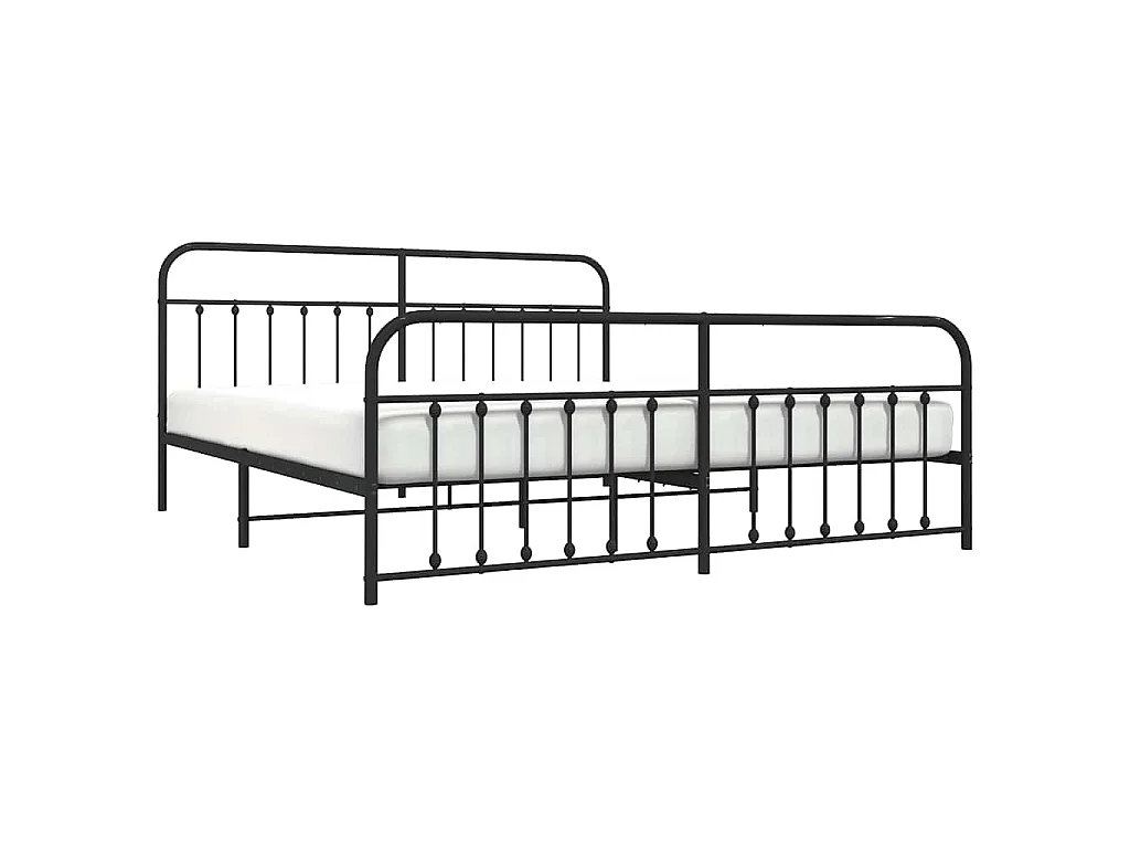 Cadre de lit métal sans matelas avec pied de lit noir 200x200cm