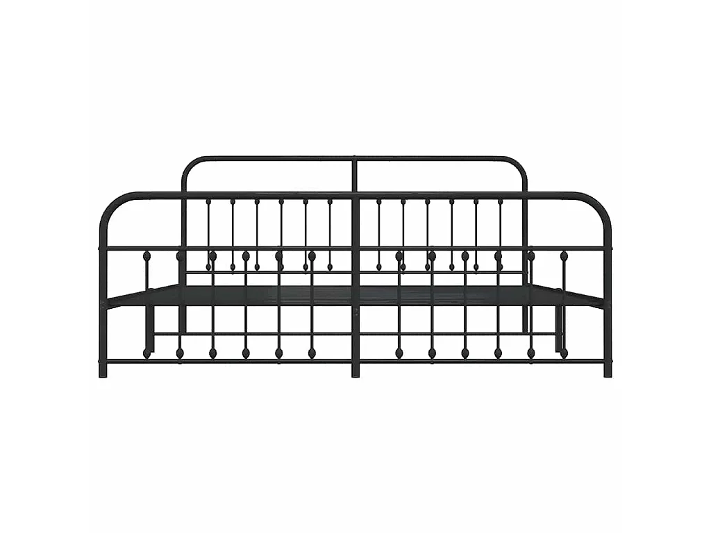 Cadre de lit métal sans matelas avec pied de lit noir 200x200cm