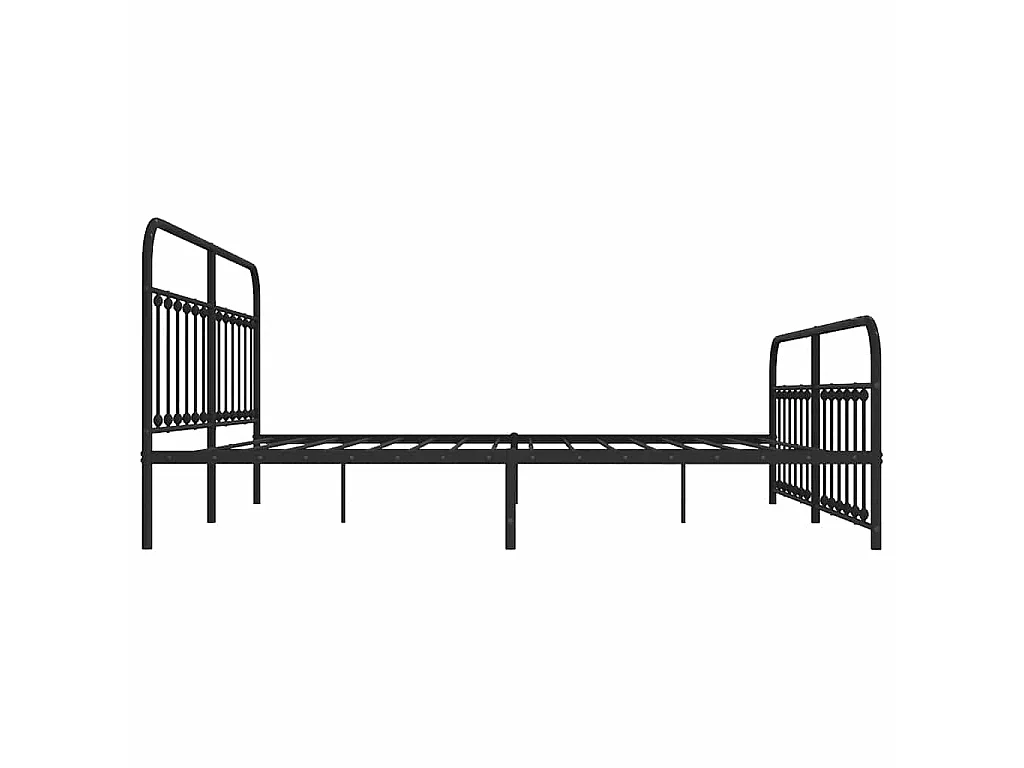 Cadre de lit métal sans matelas avec pied de lit noir 200x200cm