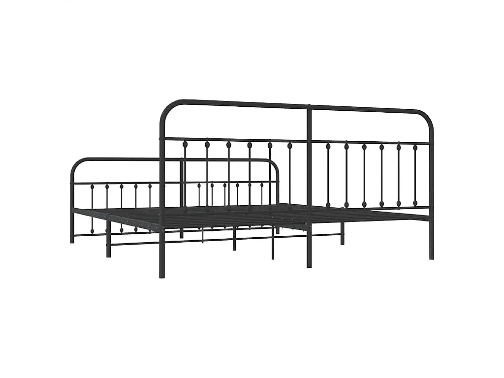 Cadre de lit métal sans matelas avec pied de lit noir 200x200cm