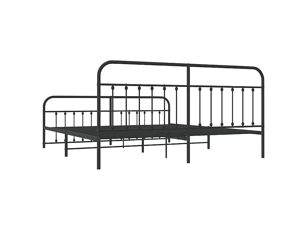 Cadre de lit métal sans matelas avec pied de lit noir 200x200cm