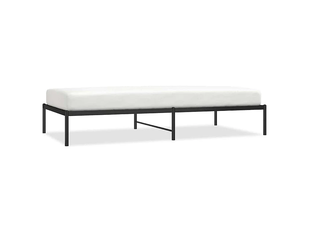 Cadre de lit métal sans matelas noir 100x200 cm