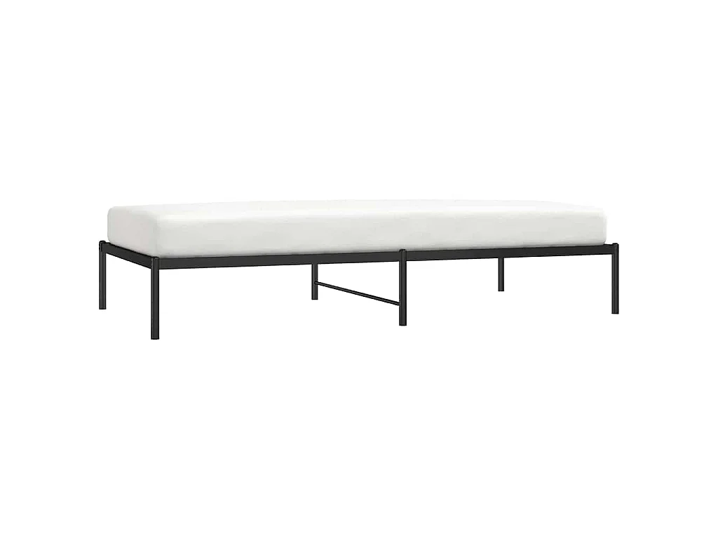 Cadre de lit métal sans matelas noir 100x200 cm