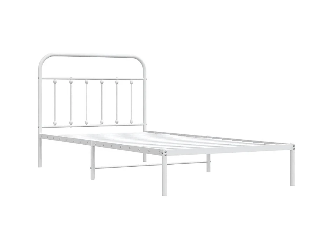 Cadre de lit métal sans matelas et tête de lit blanc 100x200 cm