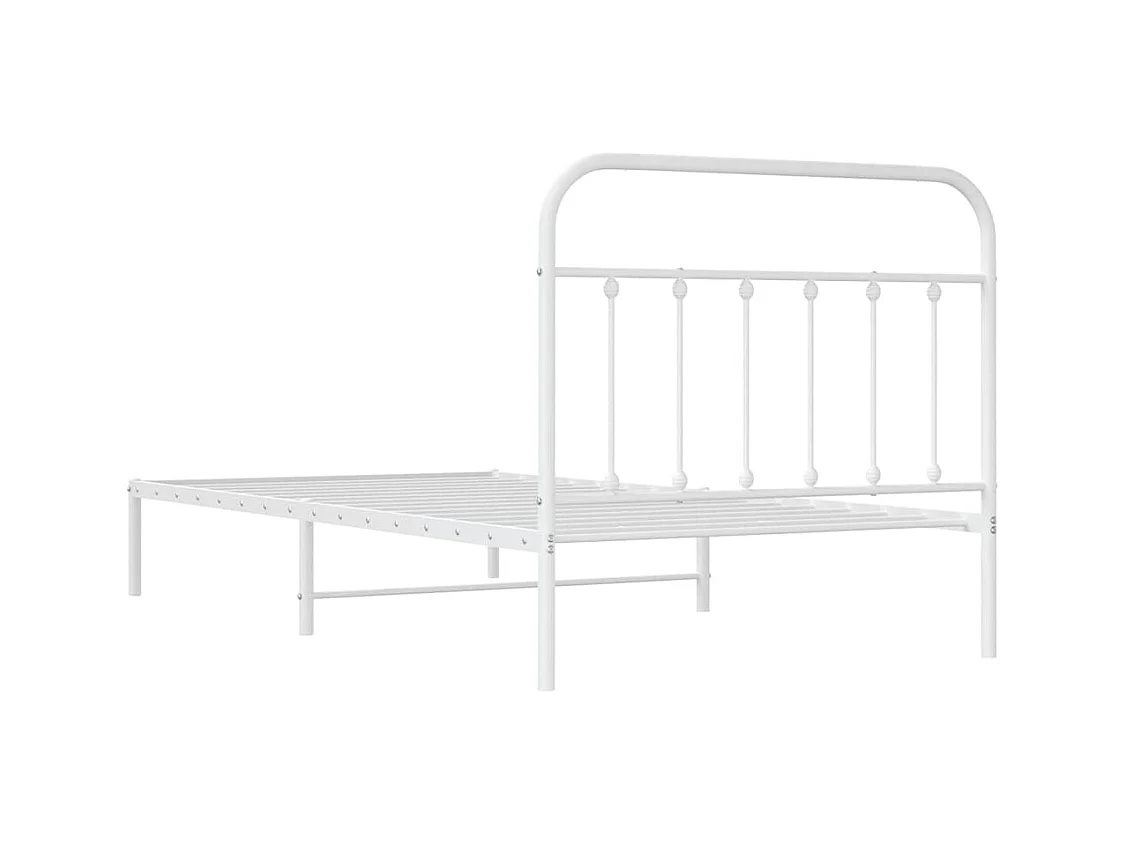 Cadre de lit métal sans matelas et tête de lit blanc 100x200 cm