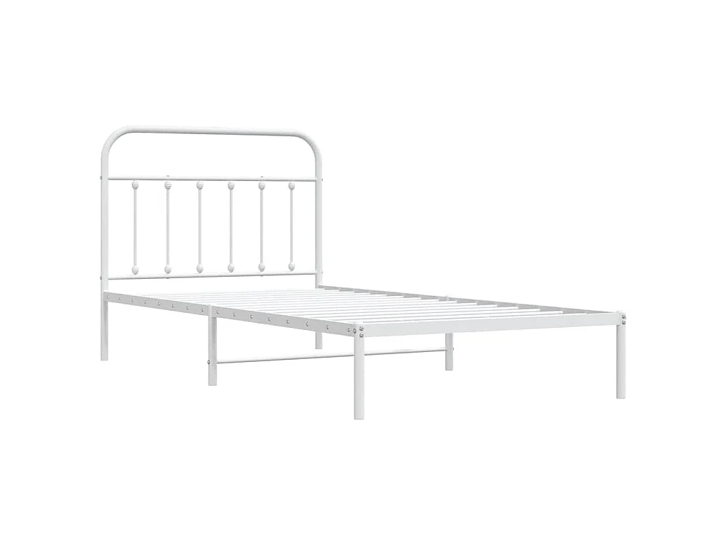Cadre de lit métal sans matelas et tête de lit blanc 100x200 cm