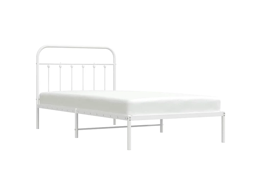 Cadre de lit métal sans matelas et tête de lit blanc 100x200 cm