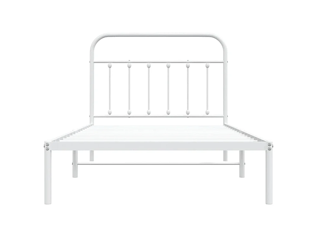Cadre de lit métal sans matelas et tête de lit blanc 100x200 cm