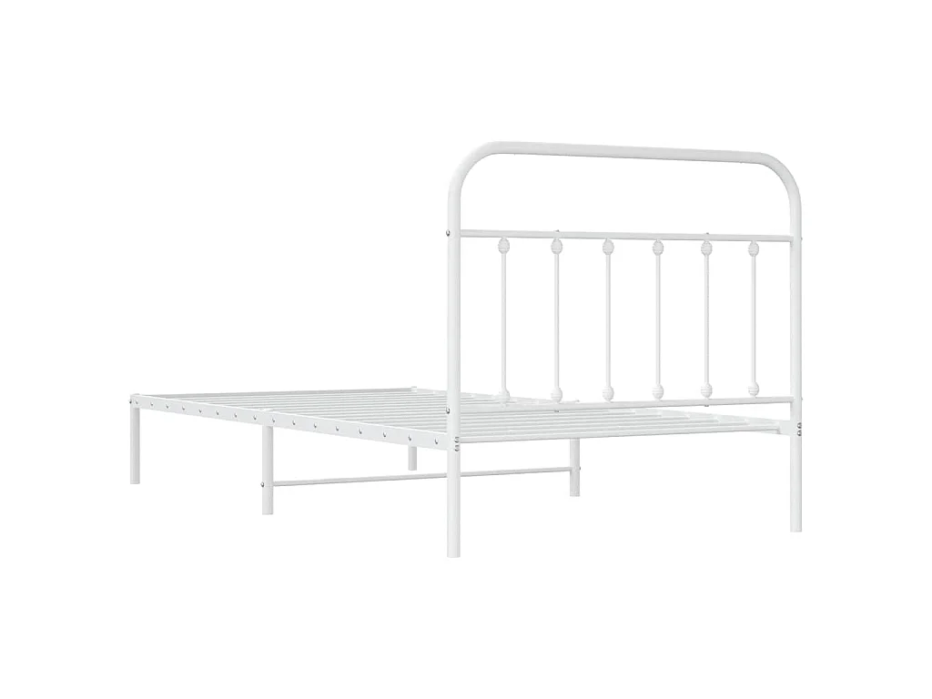 Cadre de lit métal sans matelas et tête de lit blanc 100x200 cm