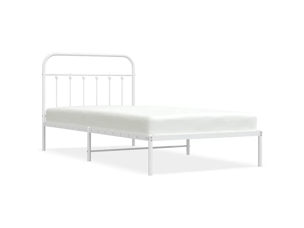 Cadre de lit métal sans matelas et tête de lit blanc 100x200 cm