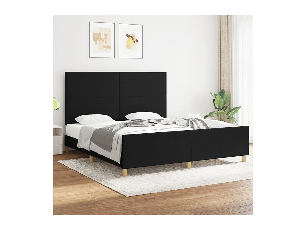 Cadre de lit sans matelas noir 180x200 cm tissu