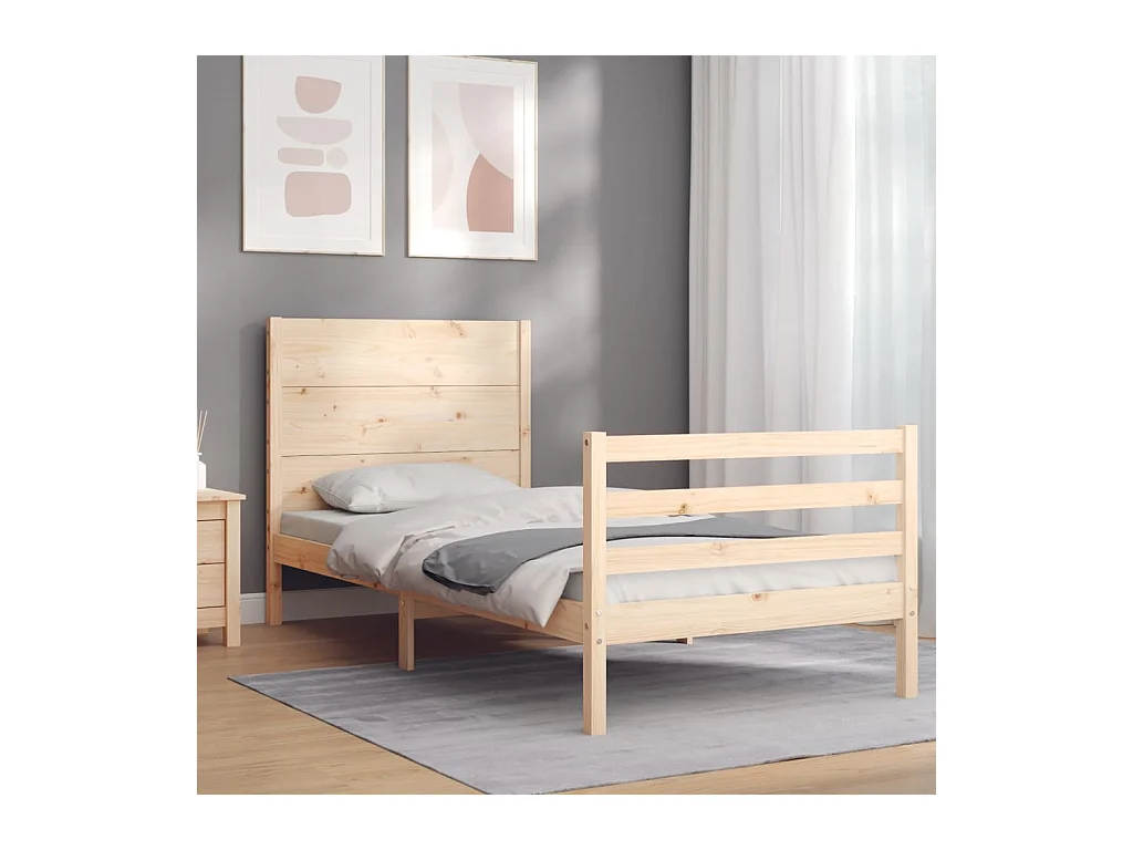 Bedframe met hoofdbord massief hout