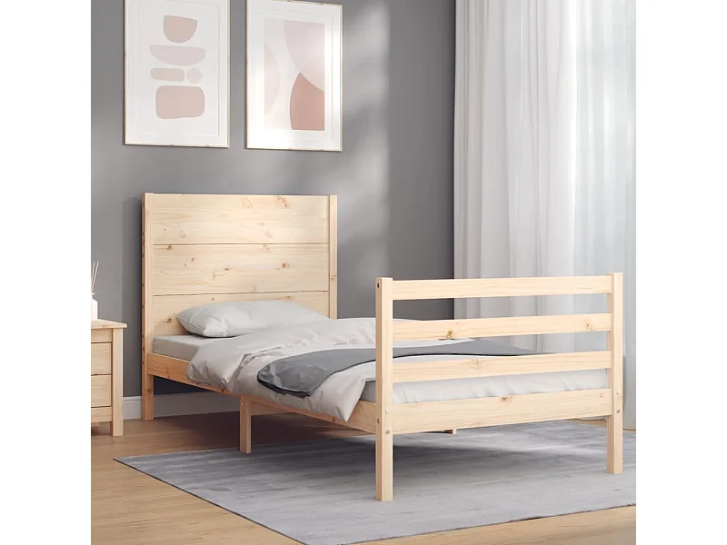 Bedframe met hoofdbord massief hout