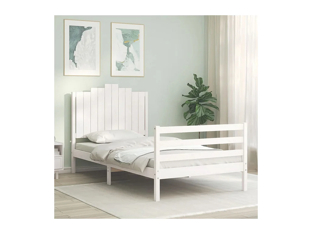 Cadre de lit sans matelas blanc 100x200 cm bois massif