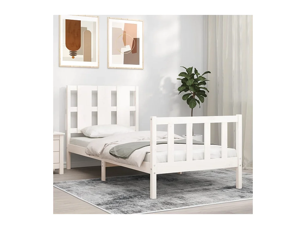 Cadre de lit sans matelas blanc 90x190 cm bois de pin massif