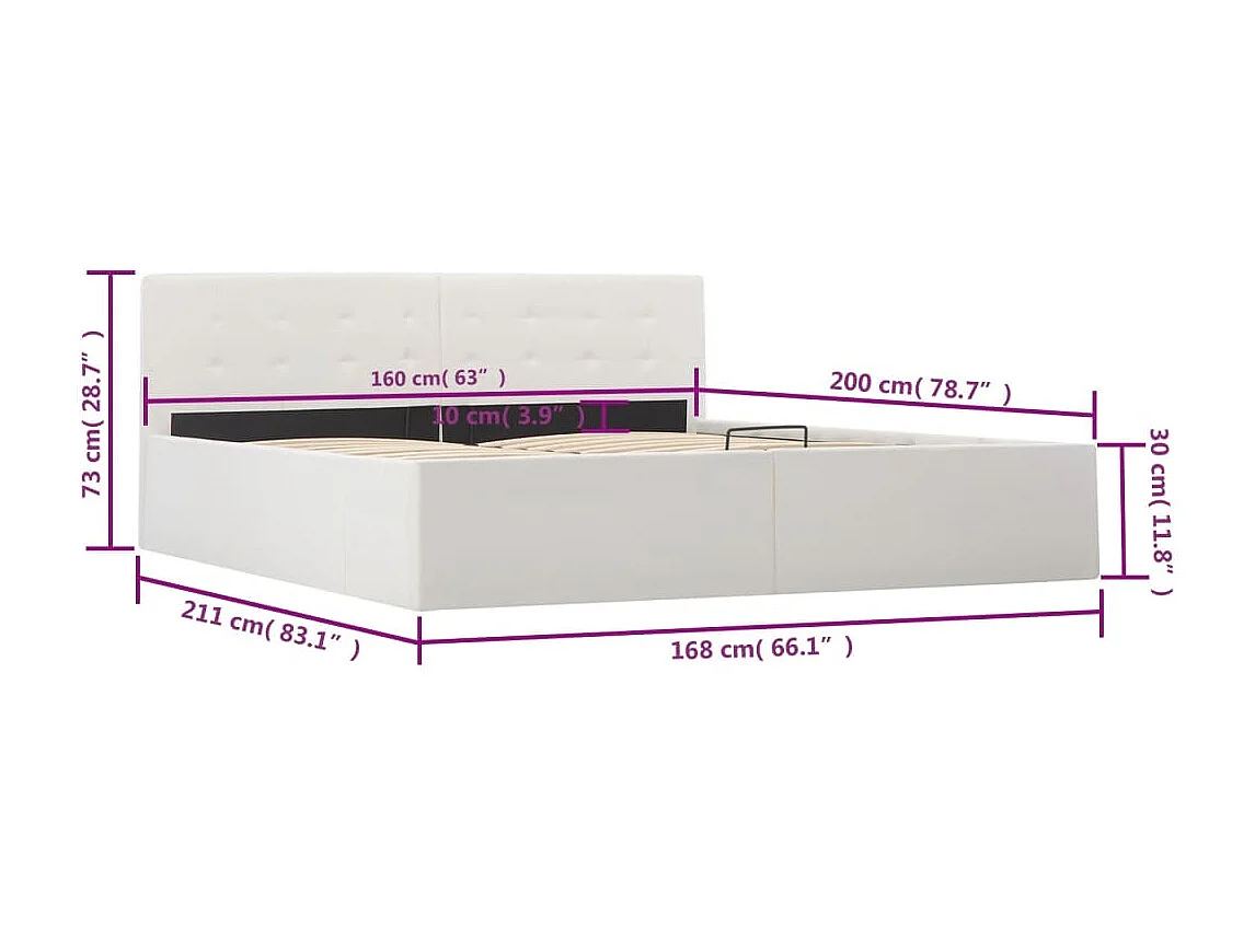 Cadre de lit avec rangement hydraulique Similicuir 160x200 cm