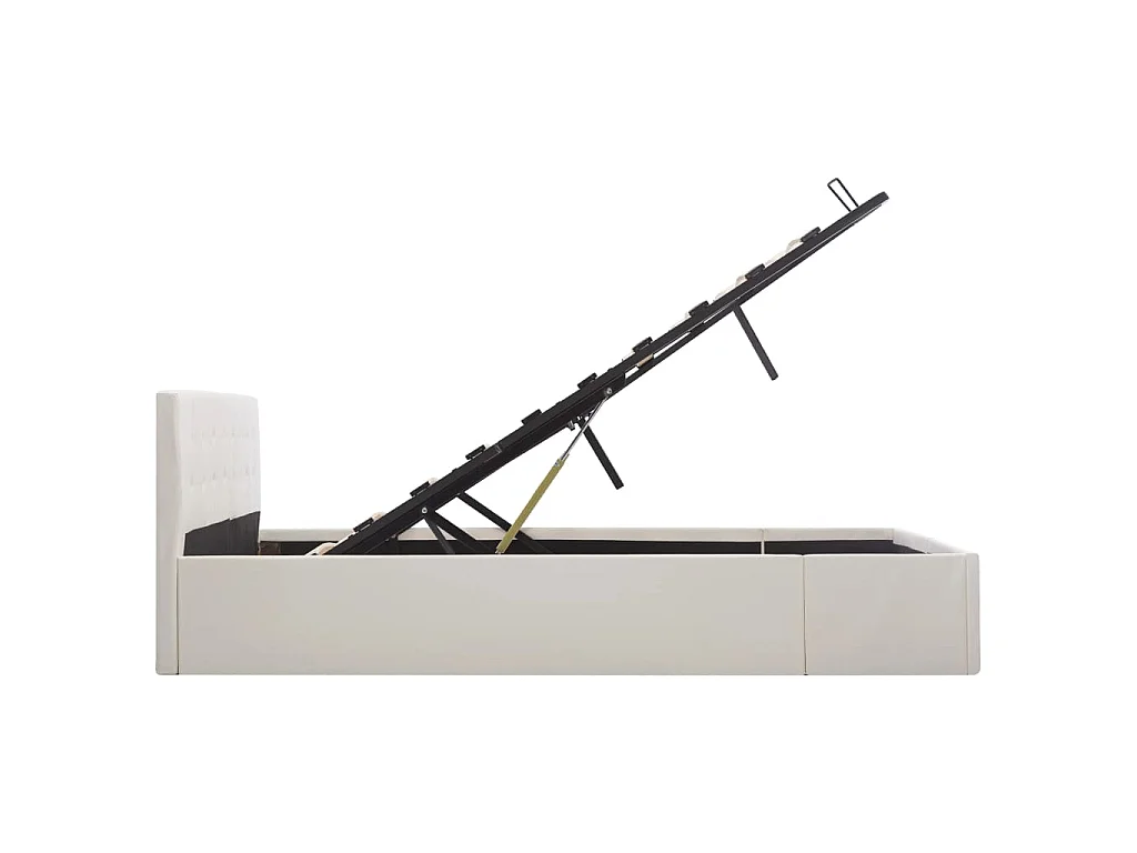 Cama hidráulica c/ arrumação 160x200cm couro artificial branco