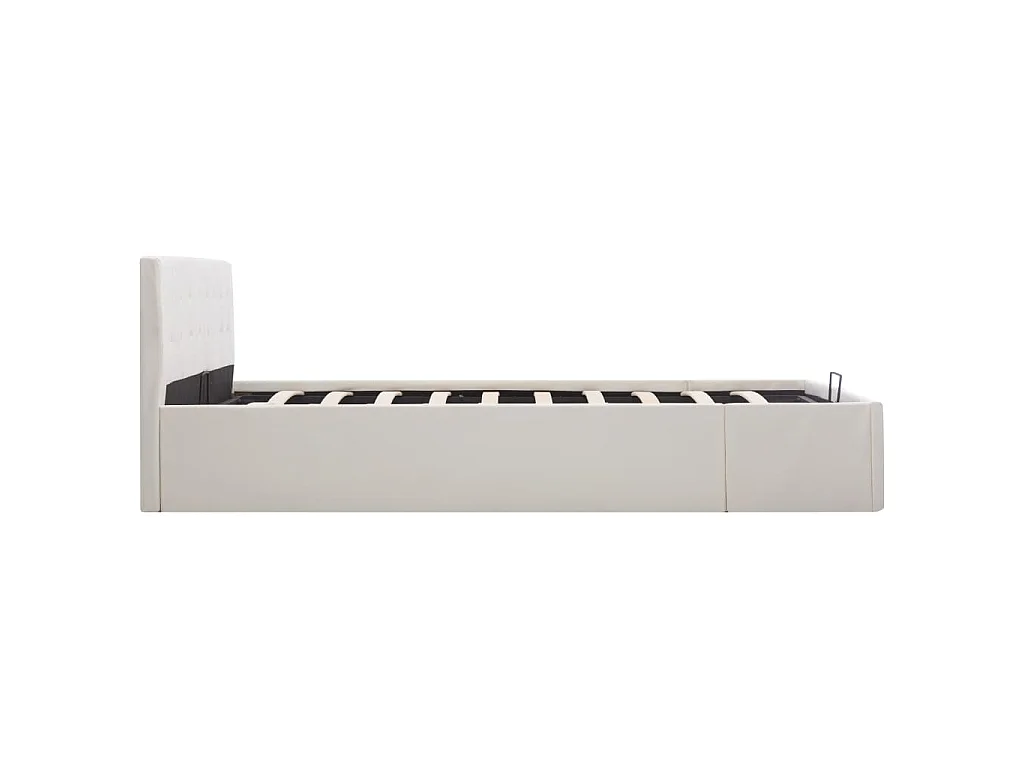 Cama hidráulica c/ arrumação 160x200cm couro artificial branco