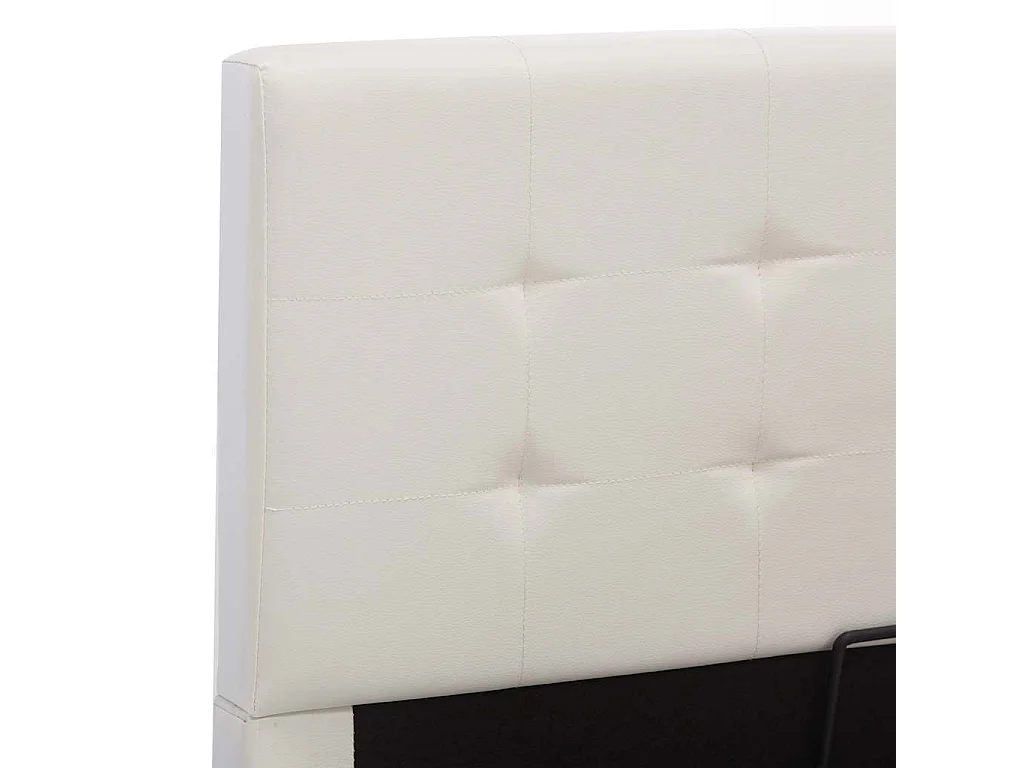 Cama hidráulica c/ arrumação 160x200cm couro artificial branco