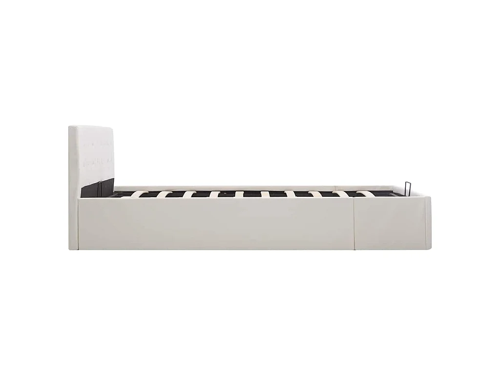 Cama hidráulica c/ arrumação 160x200cm couro artificial branco