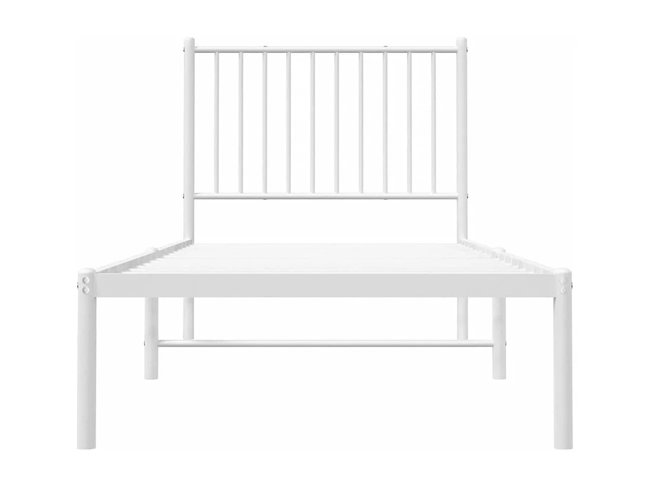 Cadre de lit métal sans matelas avec tête de lit blanc 80x200cm