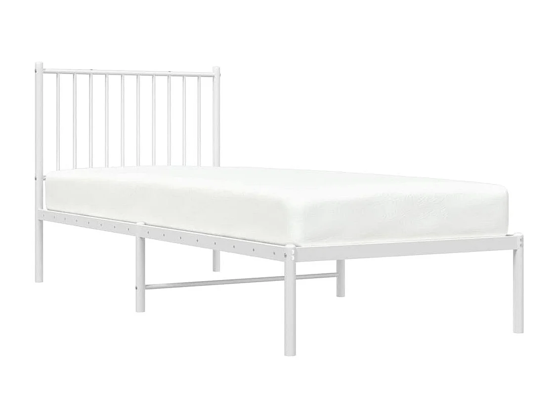 Cadre de lit métal sans matelas avec tête de lit blanc 80x200cm