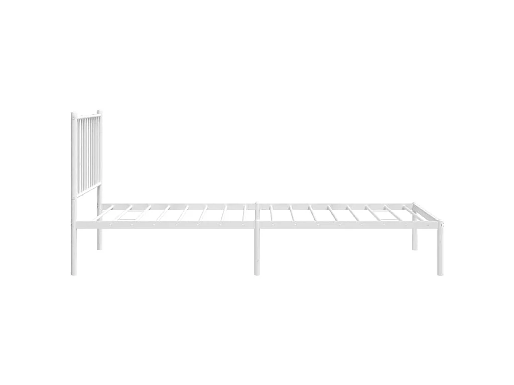 Cadre de lit métal sans matelas avec tête de lit blanc 80x200cm