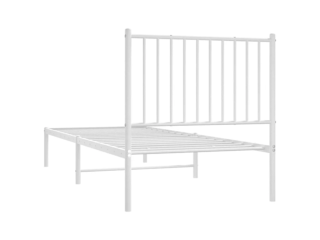 Cadre de lit métal sans matelas avec tête de lit blanc 80x200cm