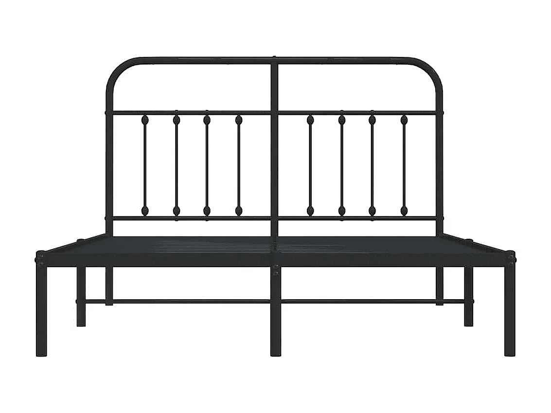 Bedframe met hoofdbord metaal zwart 135x190 cm